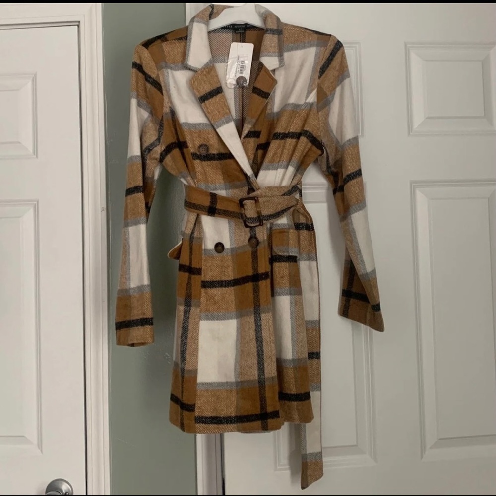 NWT Boutique plaid Peacoat
